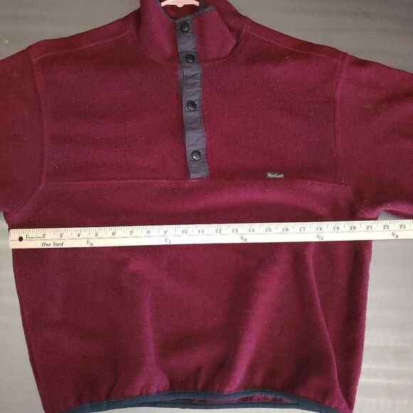Woolrich Vintage Polartec Fleece Mock Neck Burgundy Pullover Snap Sweatshirt Med - Picture 9 of 12